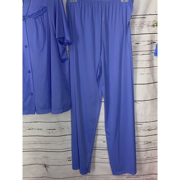 Vintage Vanity Fair Short‎ Sleeve Button-Up Pajama Set With Elastic Waist Pants - Picture 5 of 9